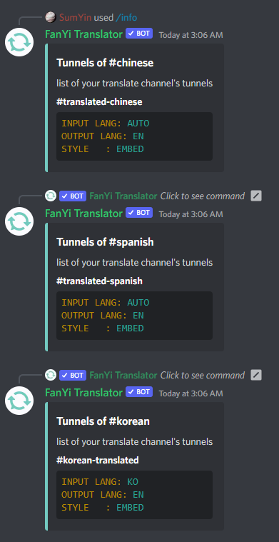 Shows all the channels with tunnels in server